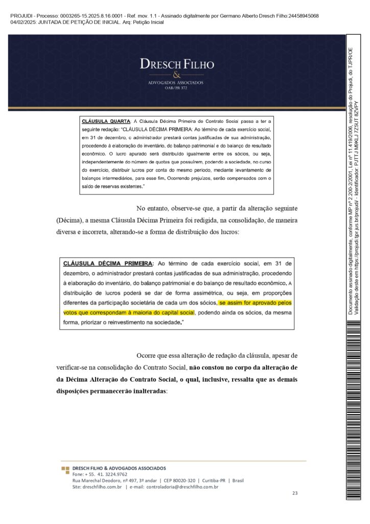 Franqueadora TZViagens Peticao Inicial AroldoSchultz Autos n. 0003265 15.2025.8.16.0001 page 0023 Na íntegra: confira a petição de Aroldo Schultz para retomar o controle da TZ Viagens