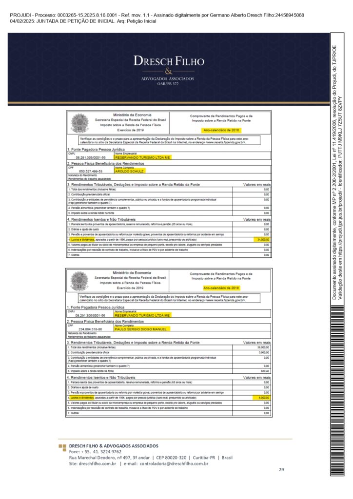 Franqueadora TZViagens Peticao Inicial AroldoSchultz Autos n. 0003265 15.2025.8.16.0001 page 0029 Na íntegra: confira a petição de Aroldo Schultz para retomar o controle da TZ Viagens
