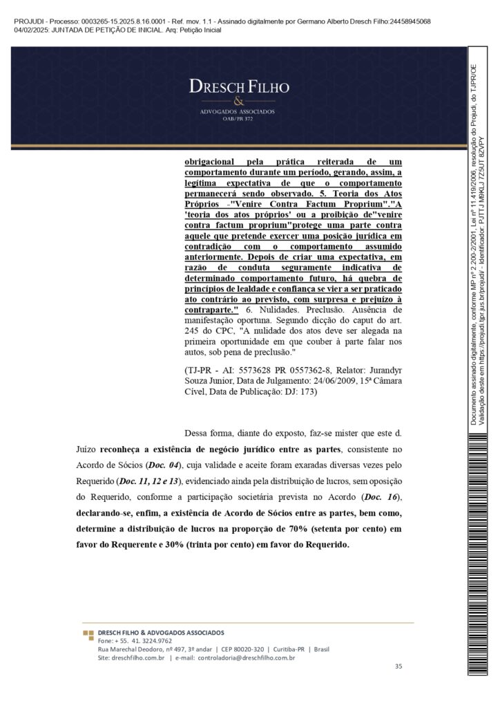 Franqueadora TZViagens Peticao Inicial AroldoSchultz Autos n. 0003265 15.2025.8.16.0001 page 0035 Na íntegra: confira a petição de Aroldo Schultz para retomar o controle da TZ Viagens