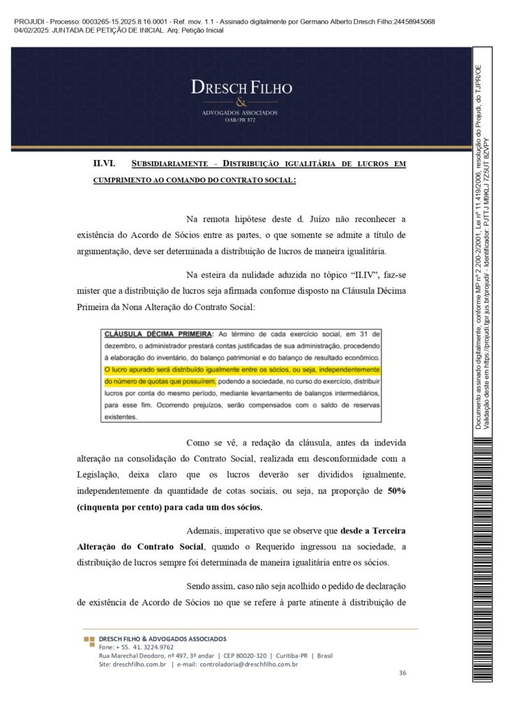 Franqueadora TZViagens Peticao Inicial AroldoSchultz Autos n. 0003265 15.2025.8.16.0001 page 0036 Na íntegra: confira a petição de Aroldo Schultz para retomar o controle da TZ Viagens