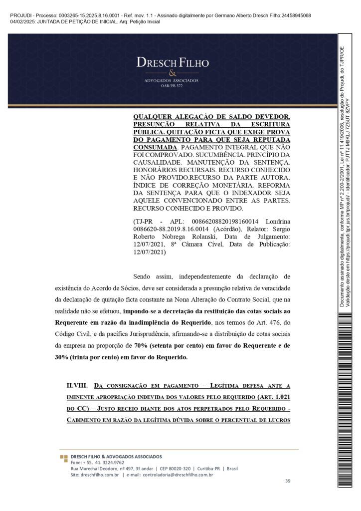 Franqueadora TZViagens Peticao Inicial AroldoSchultz Autos n. 0003265 15.2025.8.16.0001 page 0039 Na íntegra: confira a petição de Aroldo Schultz para retomar o controle da TZ Viagens