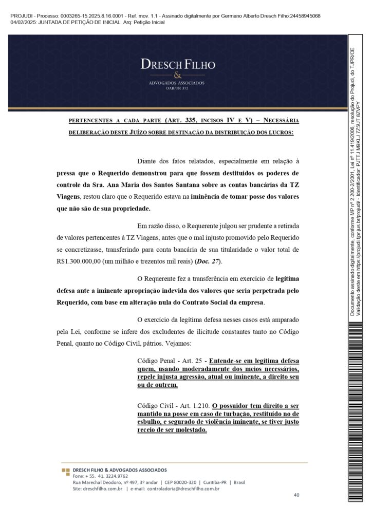 Franqueadora TZViagens Peticao Inicial AroldoSchultz Autos n. 0003265 15.2025.8.16.0001 page 0040 Na íntegra: confira a petição de Aroldo Schultz para retomar o controle da TZ Viagens