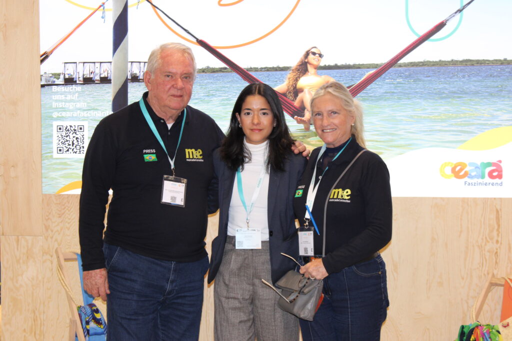 Roy Taylor e Rosa Masgrau, do M&E com Thais Facundo, da Setur-CE