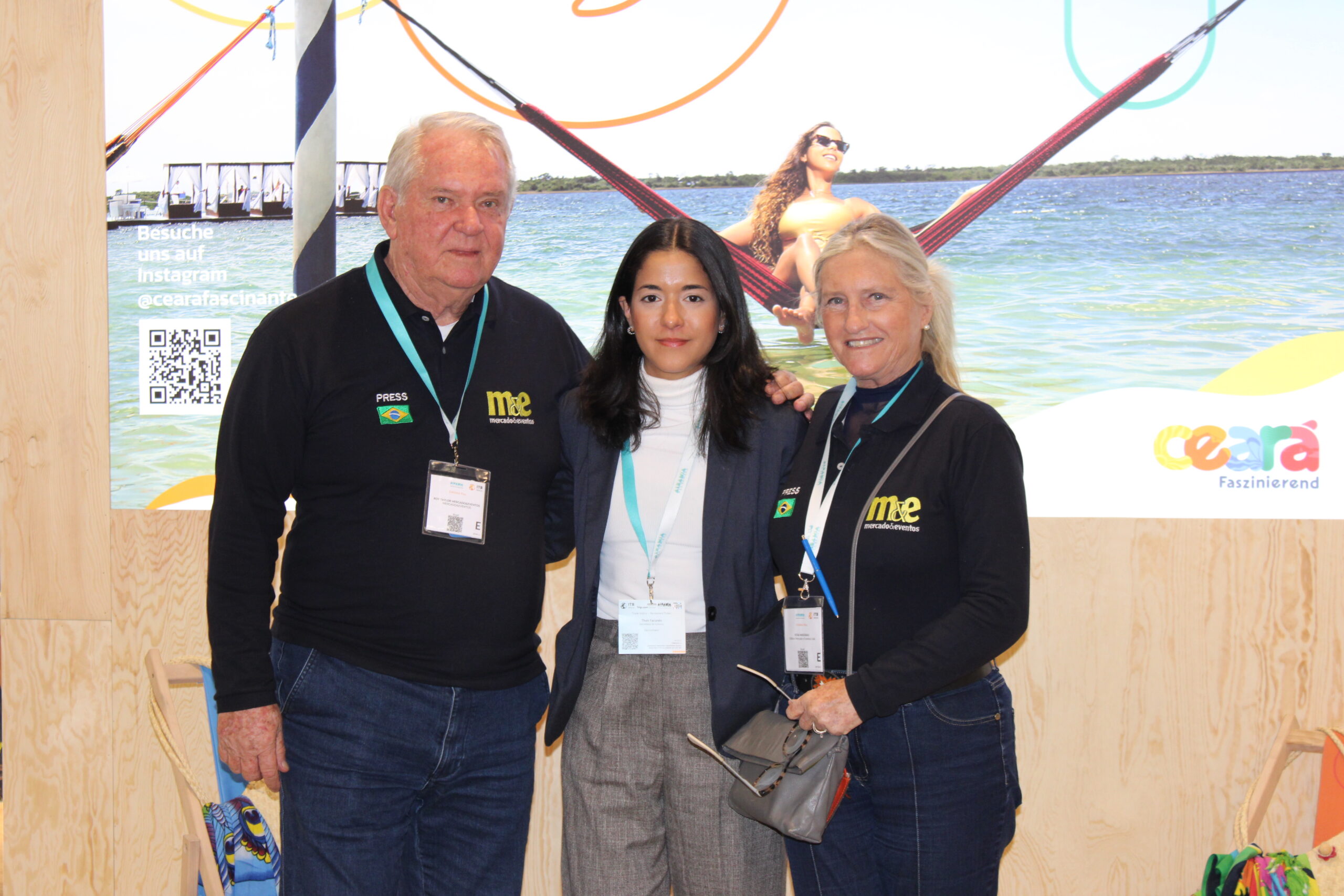 Roy Taylor e Rosa Masgrau, do M&E com Thais Facundo, da Setur-CE Roy Taylor e Rosa Masgrau, do M&E com Thais Facundo, da Setur-CE