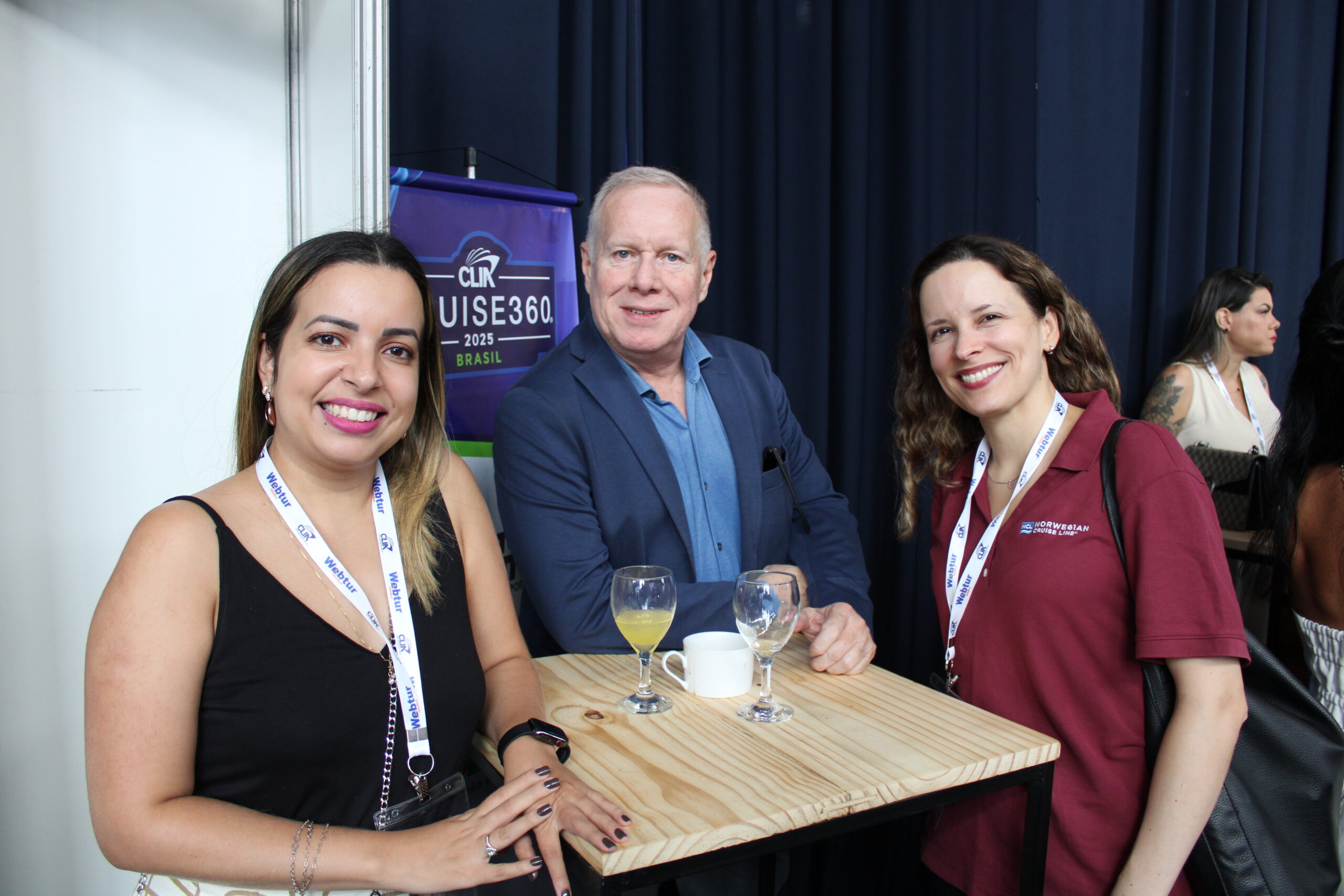 Ludmila Vieira, Andre Mercanti e Thaís Heringer, da Norwegian Cruise Line Ludmila Vieira, Andre Mercanti e Thaís Heringer, da Norwegian Cruise Line