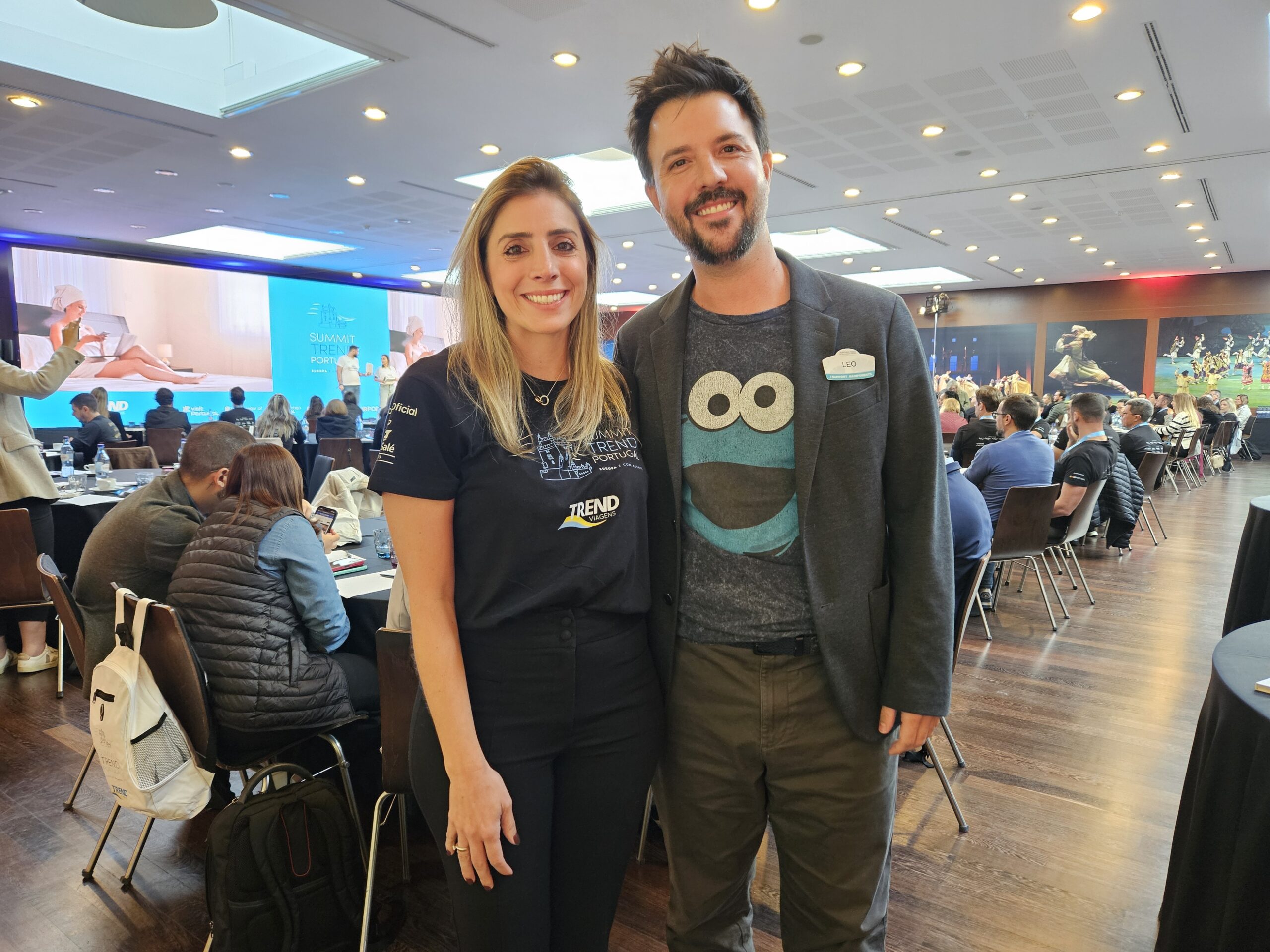 Paula Rorato, da CVC Corp, e Leonardo Fortes, da United Parks