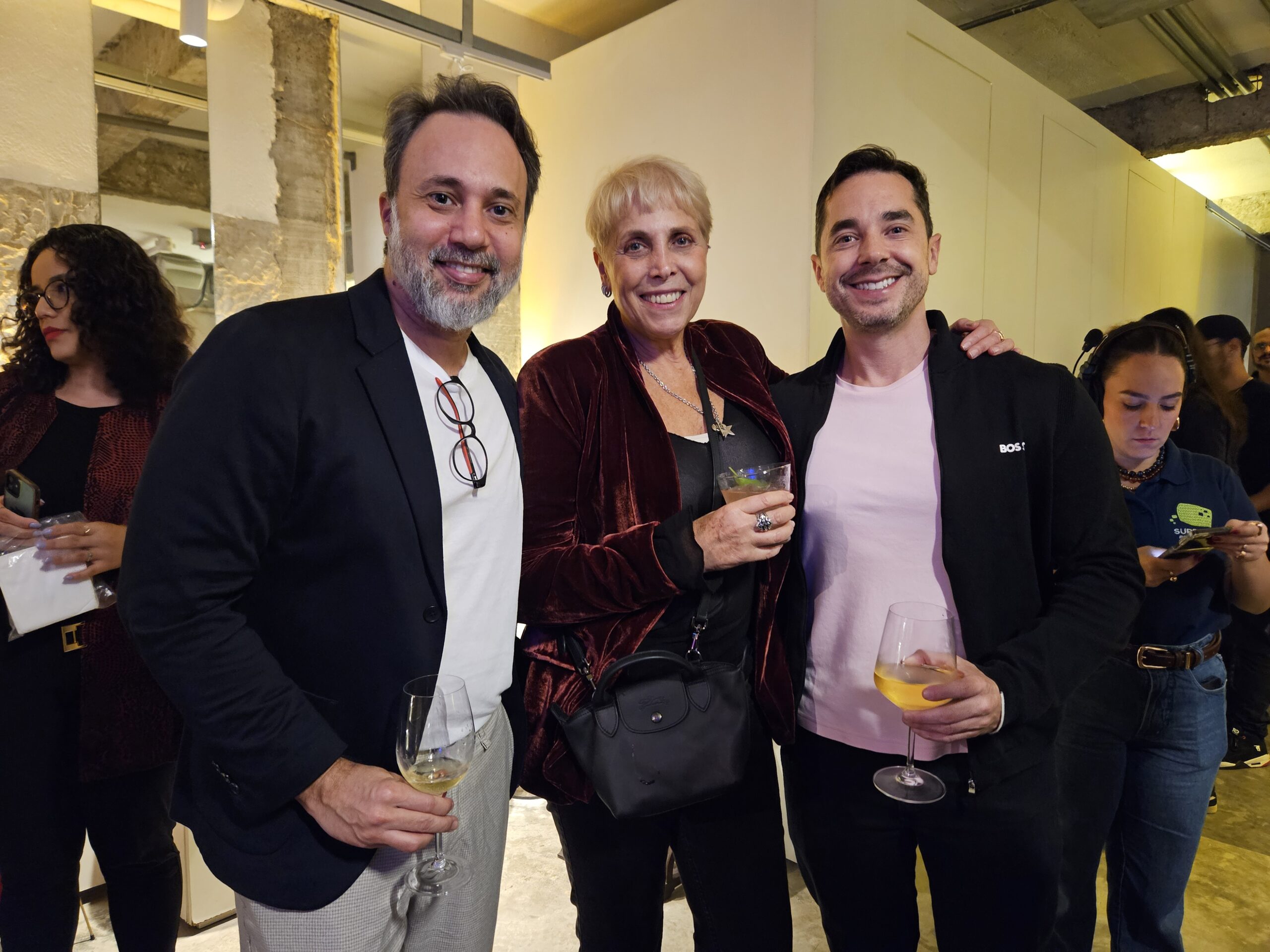 Alex Bernardes, da LGBT+ Turismo Expo e Boarding Gate, Christina Kler, da Boarding Gate, e Nando Paletta, da FVO