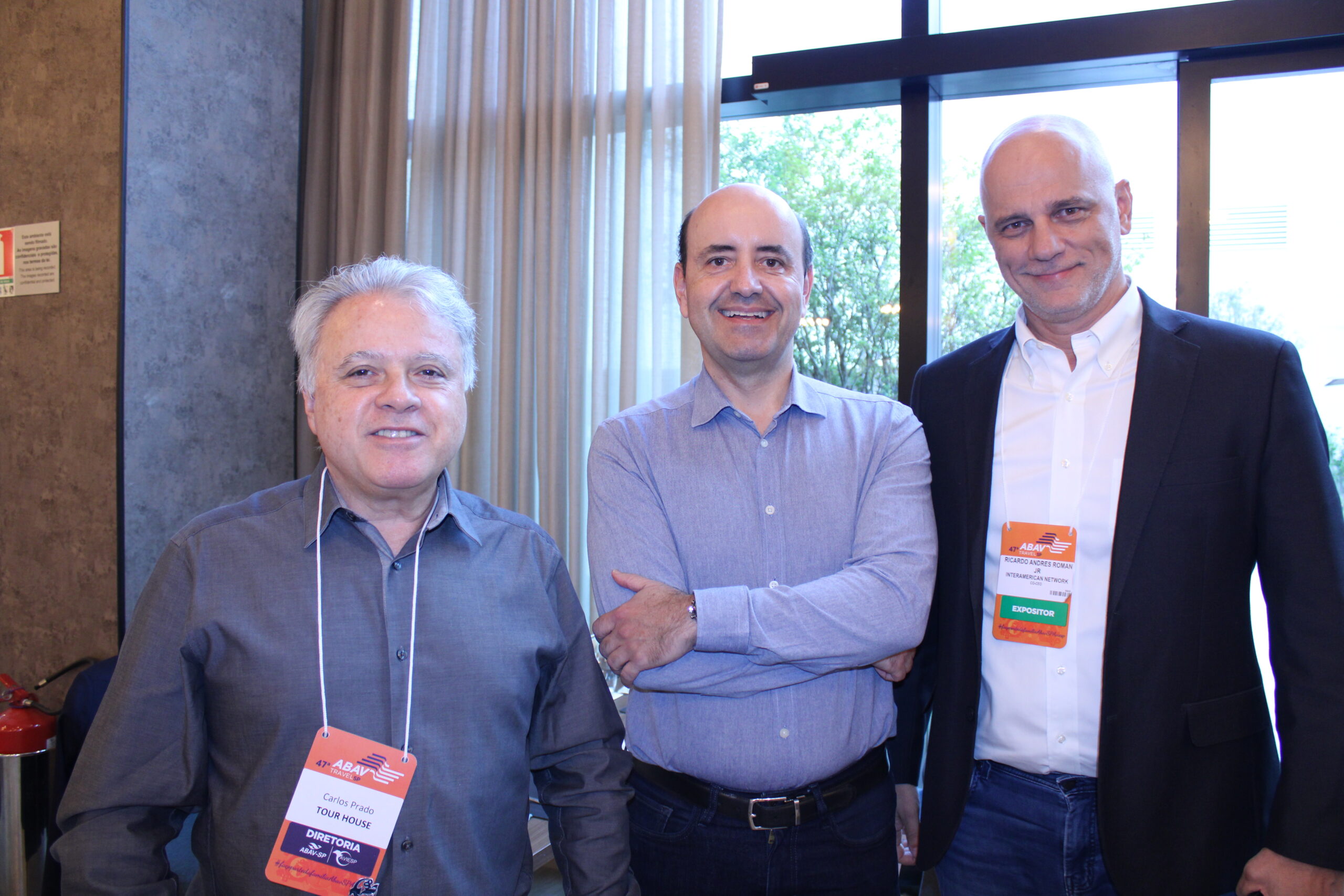 Carlos Prado, da Tour House, Antonio Dias, do Royal Palm e Ricardo Roman, da Interamerican Network