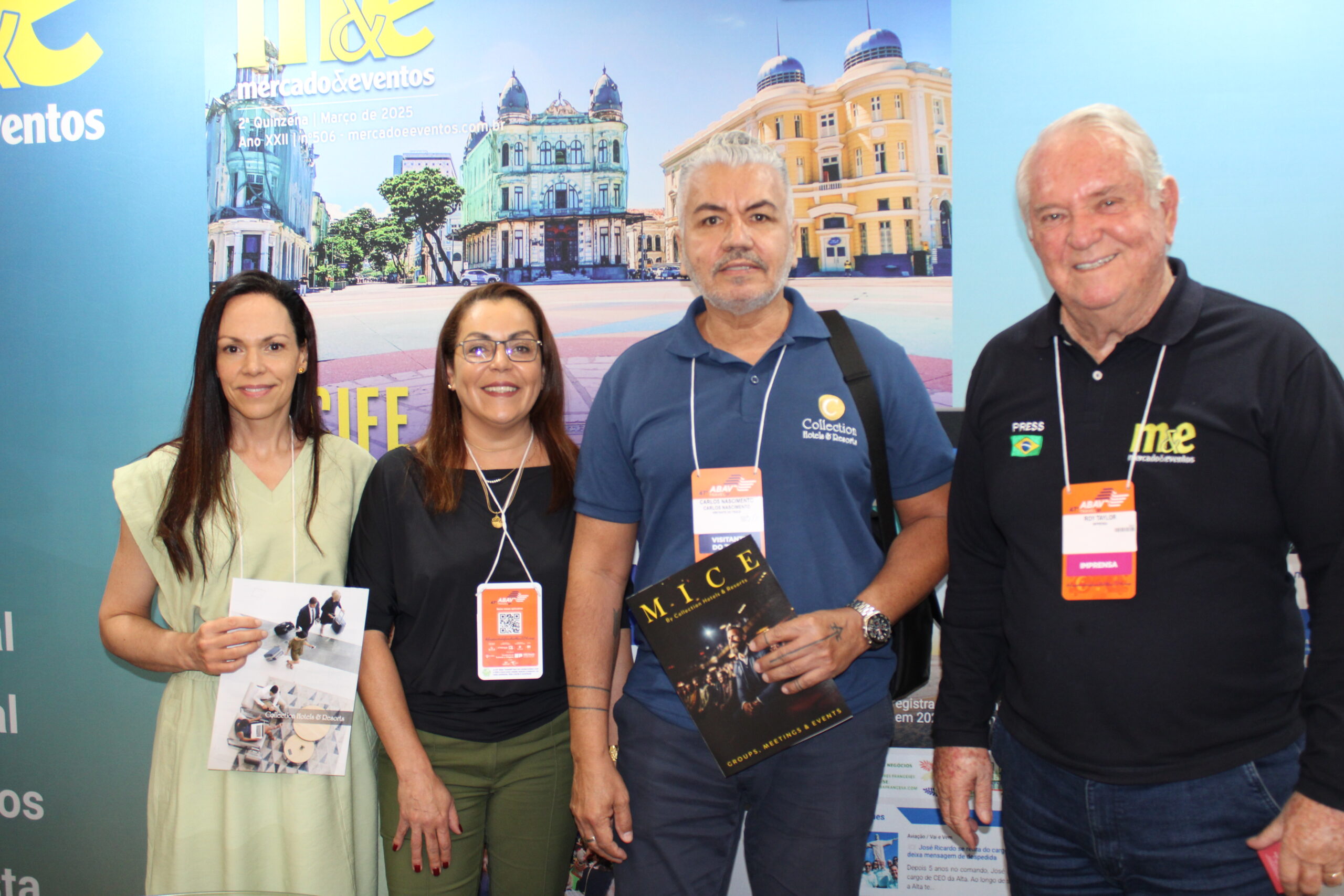 Fabiana Farias, da Collection Hoteis e Resorts, Kelly Sansivieri, do Panamby, Carlos Nascimento, da Collection Hoteis e Resorts, e Roy Taylor, do Mercado e Eventos