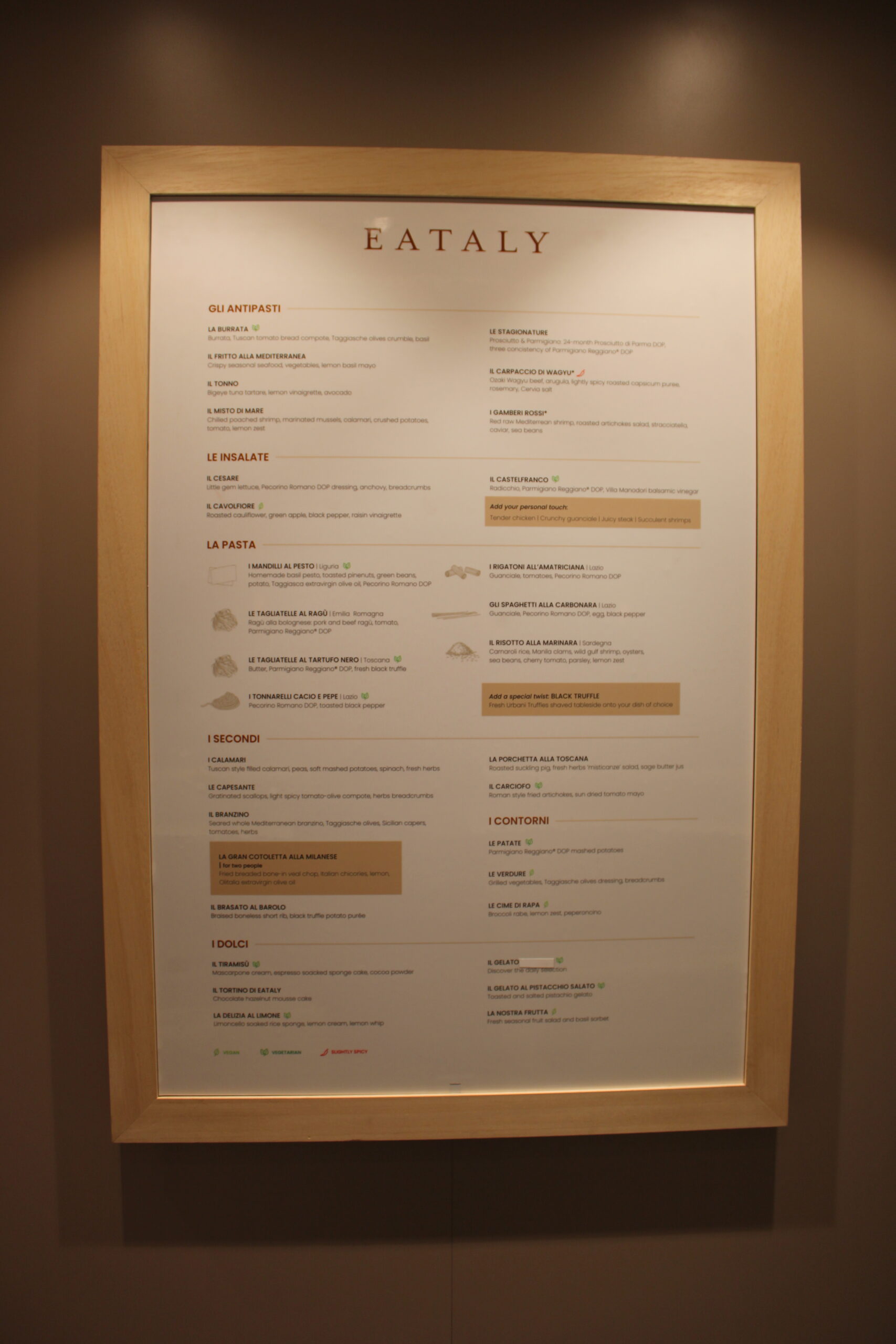 Menu do Eataly