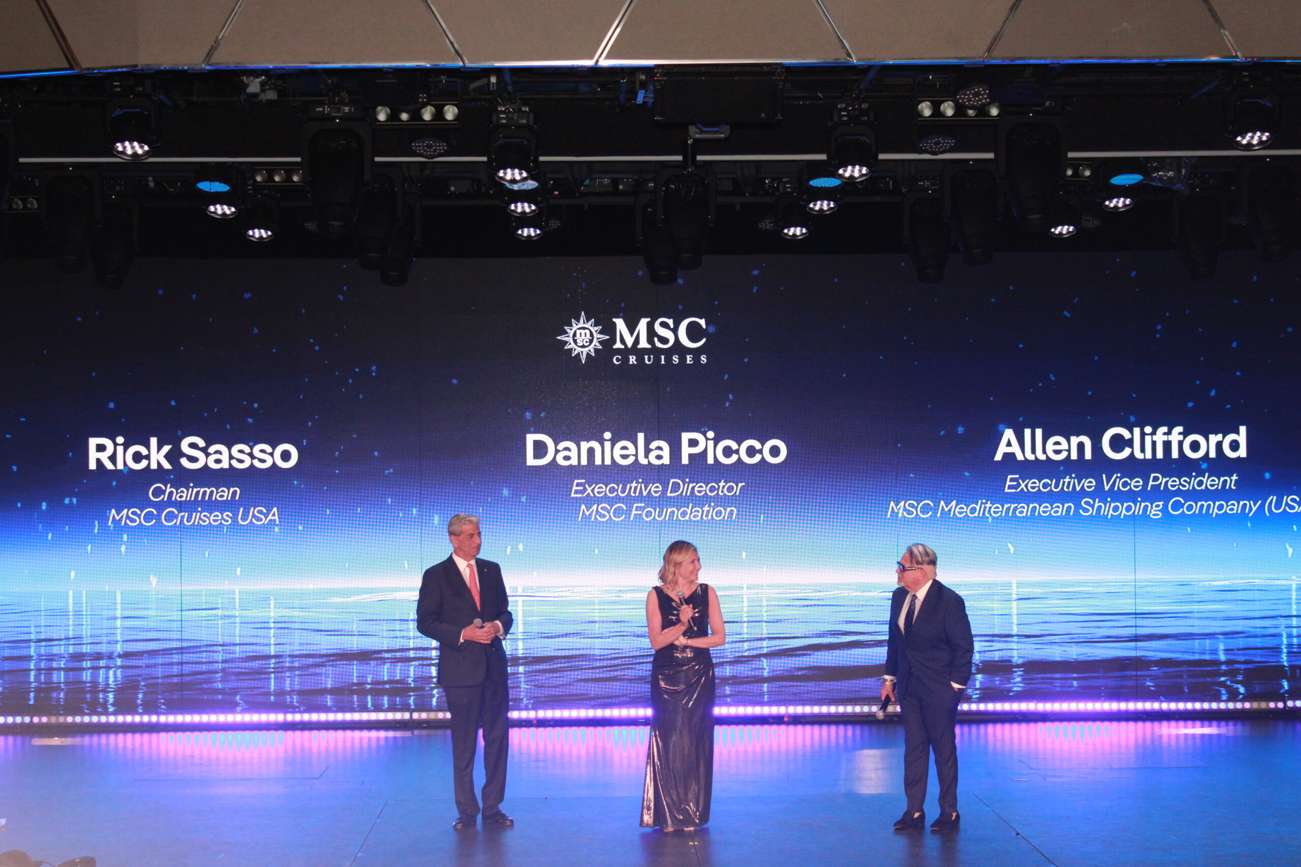 Rick Sasso, chairman MSC USA, Daniela Picco, diretora da MSC Foundation e Allen Clifford, VP MSC Shipping