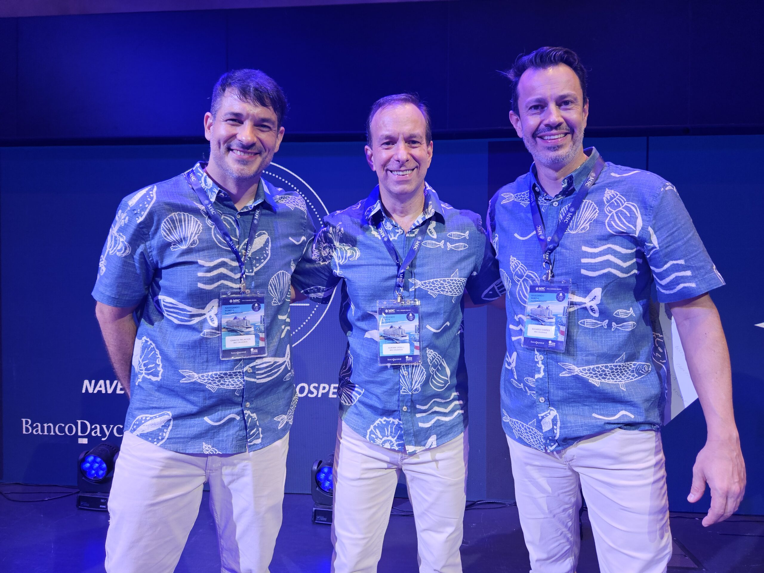 Ignacio Palacios, Adrian Ursilli e Eduardo Simões, da MSC
