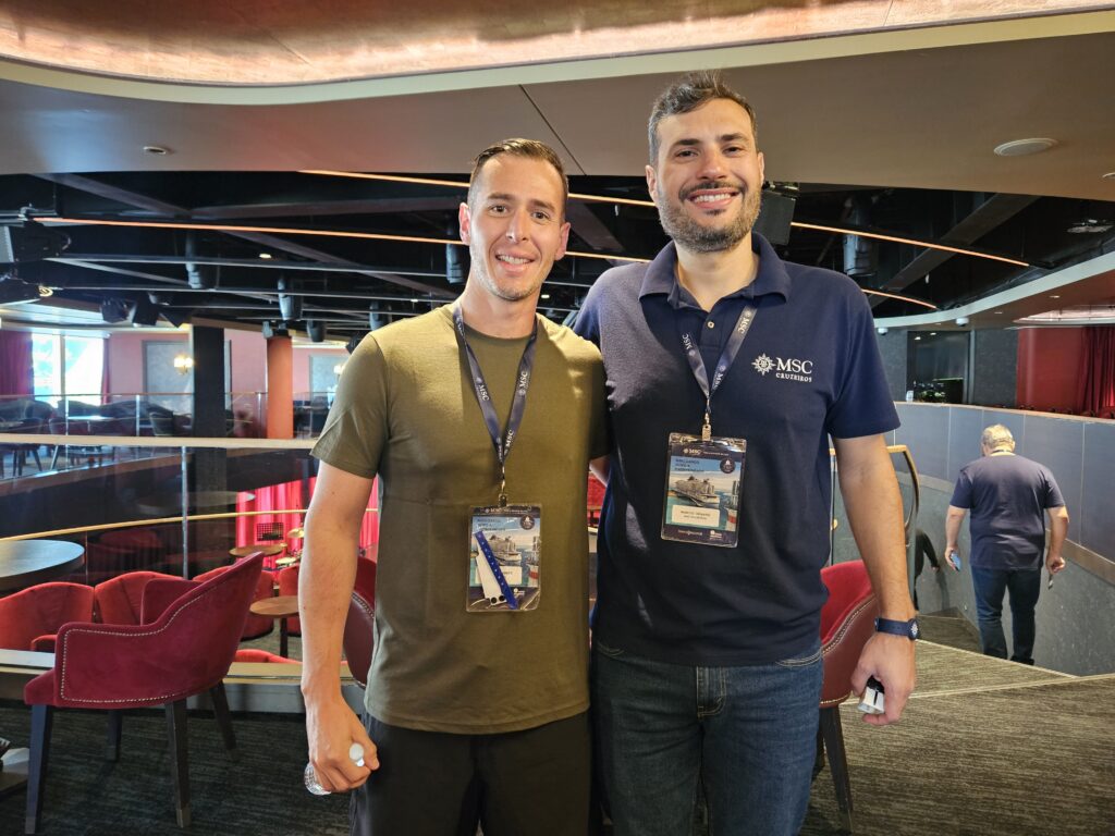 Rafael Labres, da R2T Travel, e Marcio Genaro, da MSC Cruzeiros