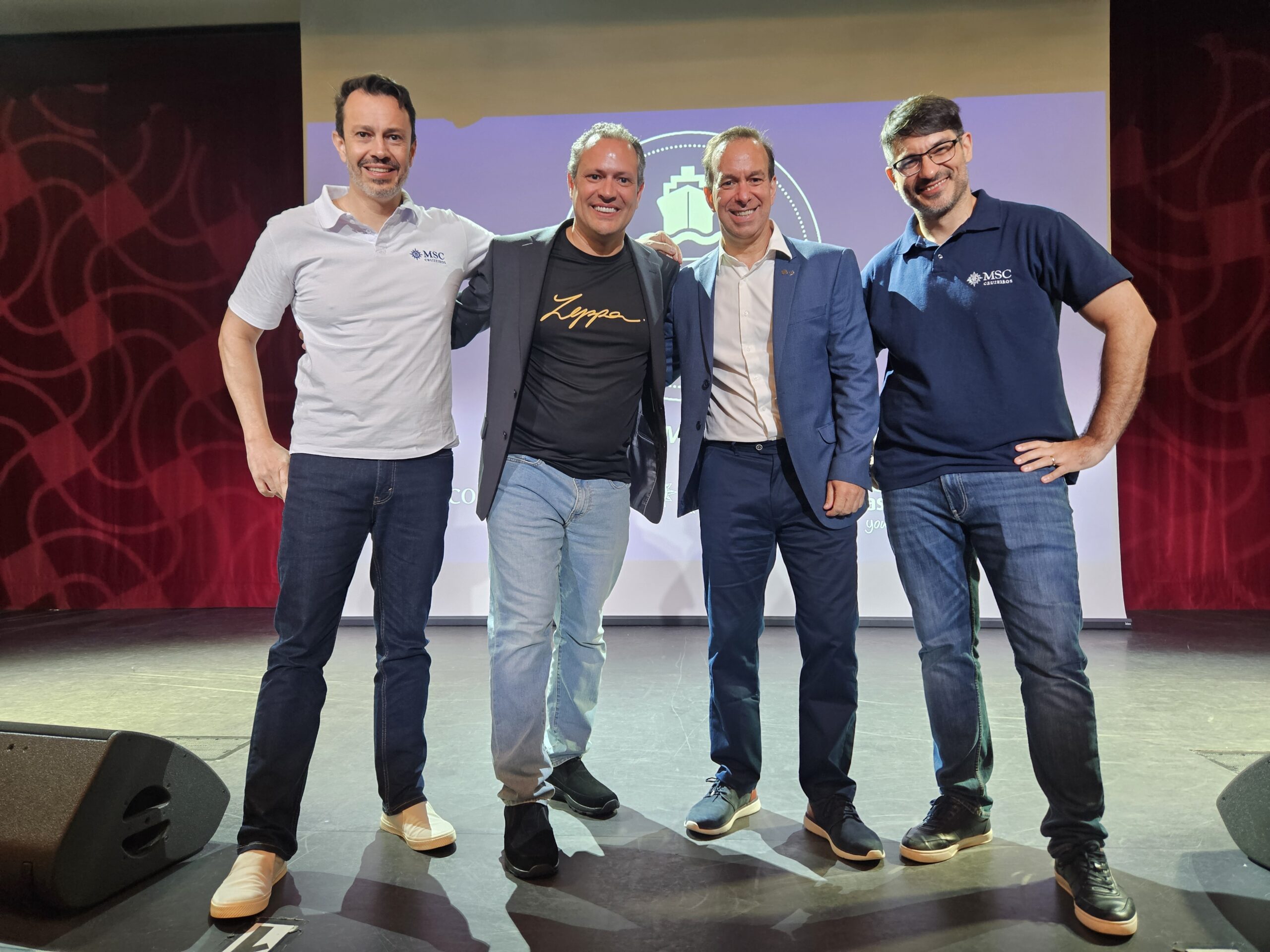 Marcio Zeppelini, empreendedor, com Eduardo Simões, Adrian Ursilli e Ignacio Palacios, da MSC