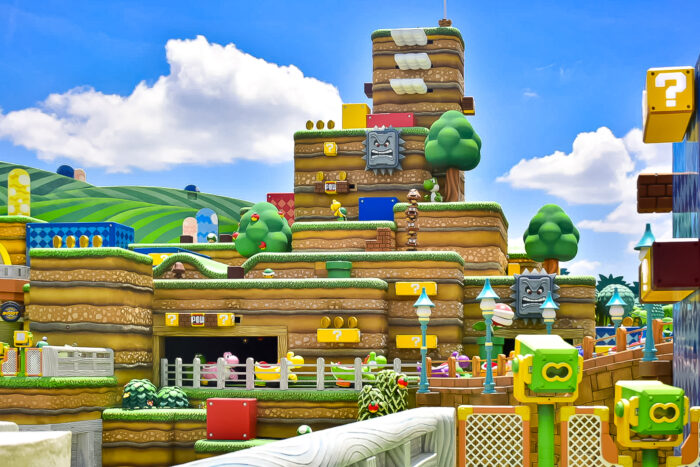 A área de Super Mario Bros no Super Nintendo Word faz você se sentir dentro dos jogos (Ana Azevedo/M&E)