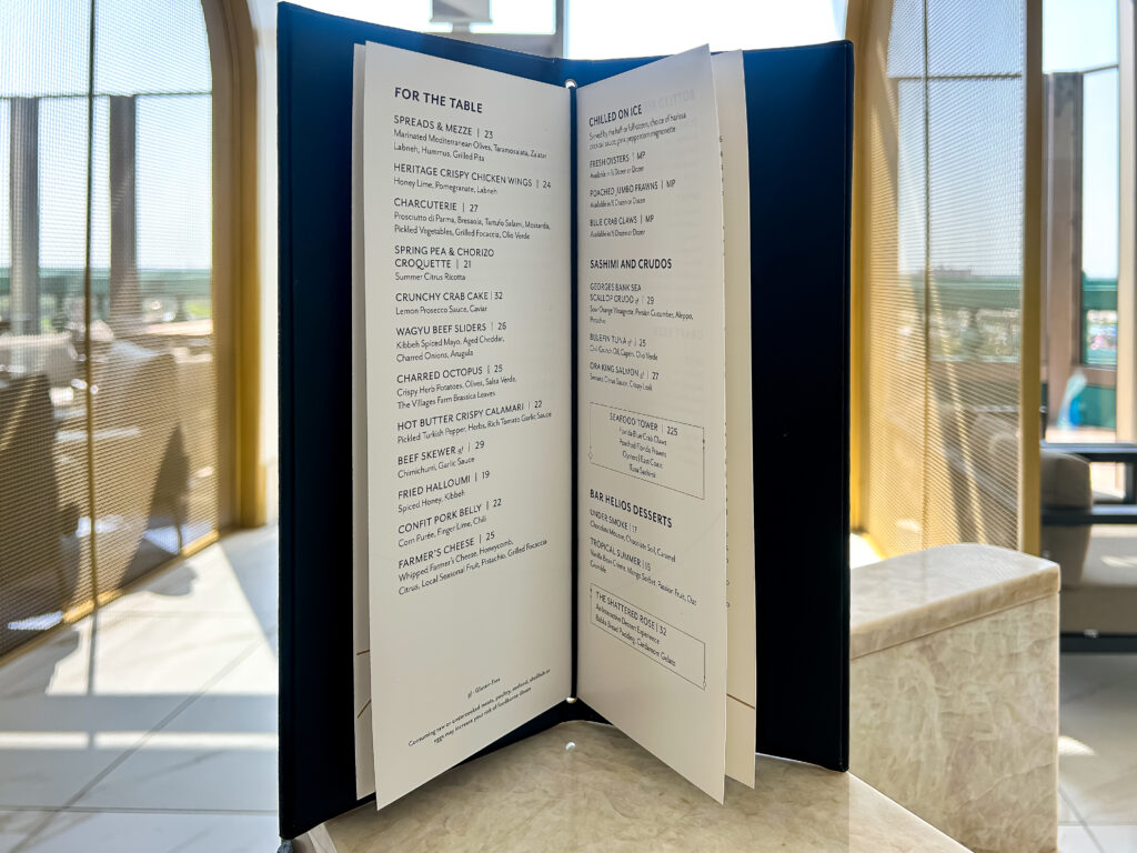 Menu do Bar Helios