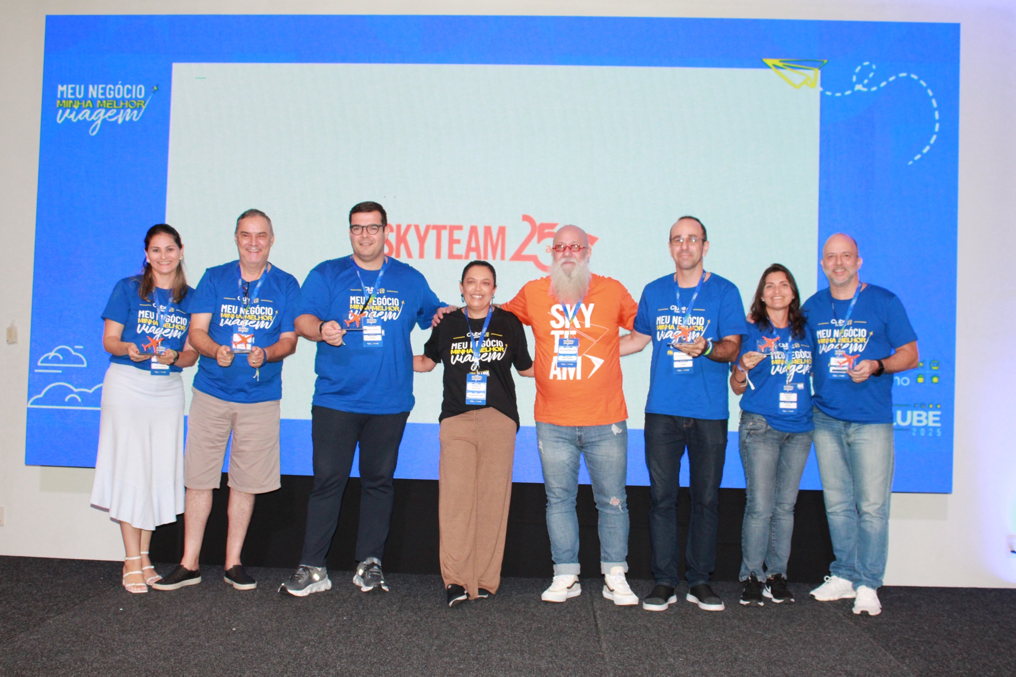 Franqueados foram reconhecidos pelo desempenho em vendas com a Skyteam durante o evento. (Giulia Jardim/M&E)
