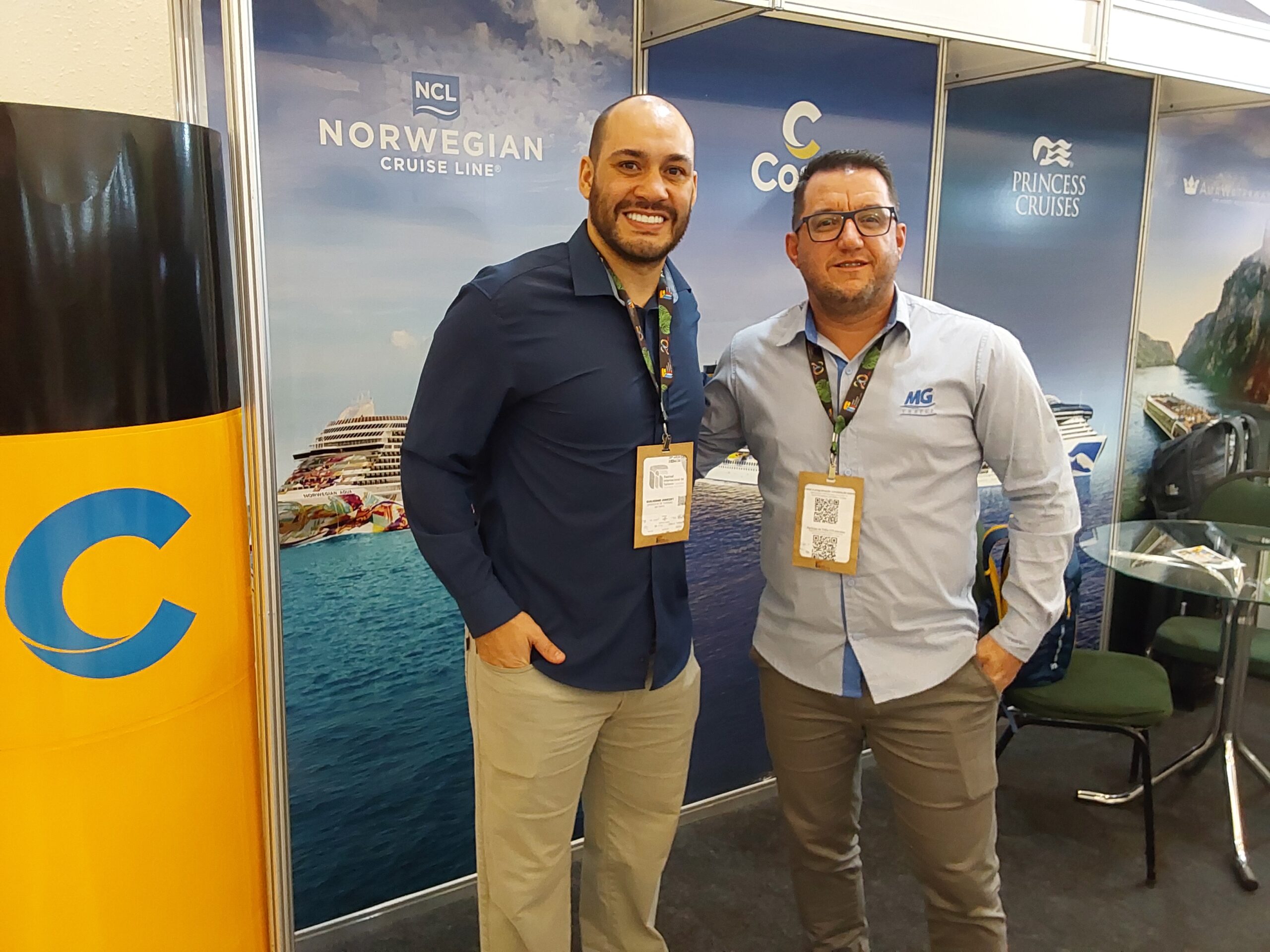 Guilherme Junkert e Marcio F. Rita, da MG Travel, representantes da Costa Cruzeiros Guilherme Junkert e Marcio F. Rita, da MG Travel, representantes da Costa Cruzeiros