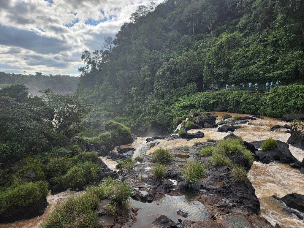 As cataratas são cercadas por uma exuberante floresta subtropical