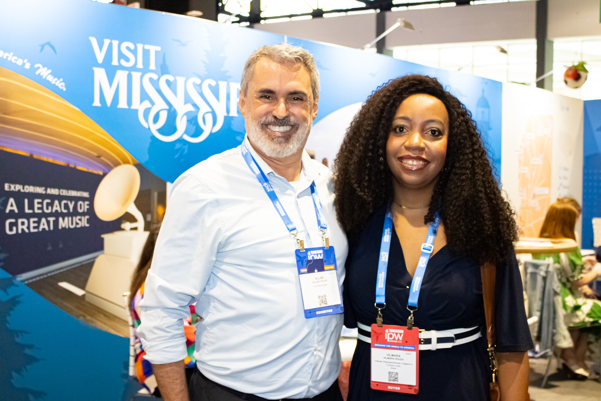 Allan Colen, do Visit Mississipi e Vilmara Souza, da Interep Allan Colen, do Visit Mississipi e Vilmara Souza, da Interep