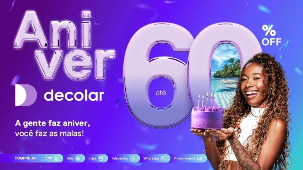 Decolar celebra aniversário com até 60% de descontos e ações especiais em junho 1 Aniversario Decolar Decolar celebra aniversário com até 60% de descontos e ações especiais em junho