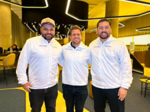 Daniel Firmino, Eduardo Vansan e Vinícius Chagas, da Orinter