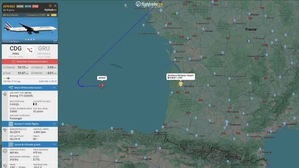 Voo da Air France com destino a São Paulo desvia rota após detecção de 'odor incomum na cabine' 1 WhatsApp Image 2025 06 16 at 07.31.51 e1750076279398 1 Voo da Air France com destino a São Paulo desvia rota após detecção de 'odor incomum na cabine'