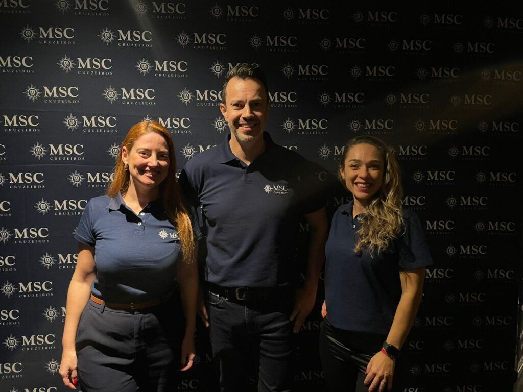 Fernanda Zebral, Eduardo Mariani, e Livia Ribeiro, do Marketing da MSC