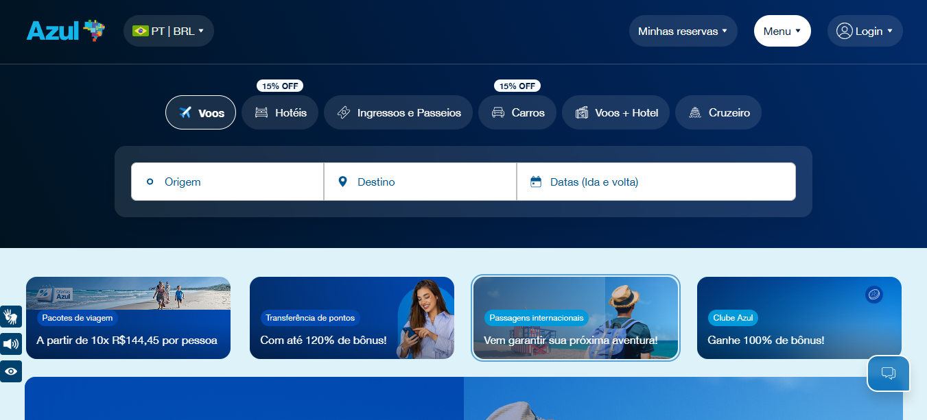 azul home Azul moderniza site e reforça foco na experiência digital do viajante