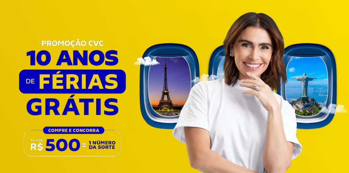 CVC lança promoção “10 anos de férias grátis” com sorteio de R$ 100mil 1 cvc10anos CVC lança promoção “10 anos de férias grátis” com sorteio de R$ 100mil