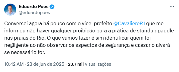 paes Stand up paddle segue liberado nas praias do Rio após resgates no Leme; nova regulamentação deve sair nesta terça
