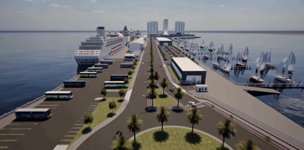 Santos se inspira em Miami com projeto bilionário que une cruzeiros, marina e shopping sobre o mar; veja imagens 1 Captura de Tela 2025 07 15 as 12.28.27 Santos se inspira em Miami com projeto bilionário que une cruzeiros, marina e shopping sobre o mar; veja imagens