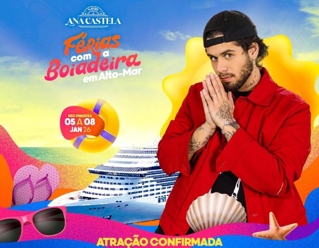 Juntos em alto-mar: Zé Felipe é confirmado no cruzeiro “Férias com a Boiadeira 2026” de Ana Castela Juntos em alto-mar: Zé Felipe é confirmado no cruzeiro “Férias com a Boiadeira 2026” de Ana Castela