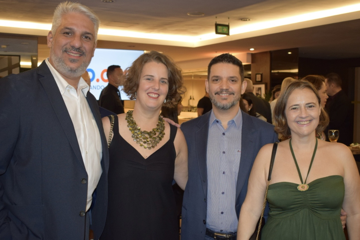 Marcelo Rolim, da Ancoradouro Online; Betina Rolim e Rafael Tobias, da Mondiale; e Adriana Porto, da Porto e Poli Viagens (Giulia Jardim/M&E)