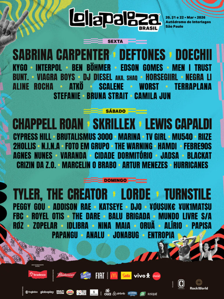 Sabrina Carpenter, Skrillex e Lorde lideram line-up do Lolla Brasil 2026; veja como garantir seu ingresso