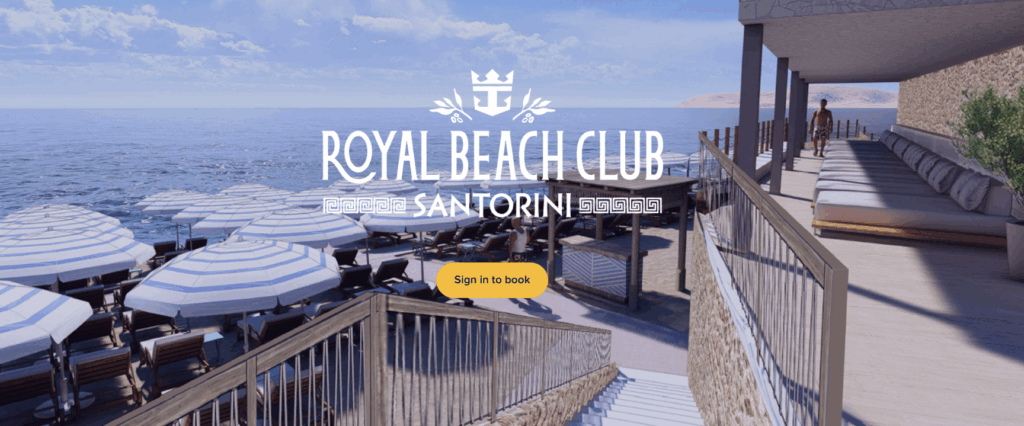 Royal Caribbean anuncia Royal Beach Club Santorini para o verão europeu de 2026 Royal Caribbean anuncia Royal Beach Club Santorini para o verão europeu de 2026