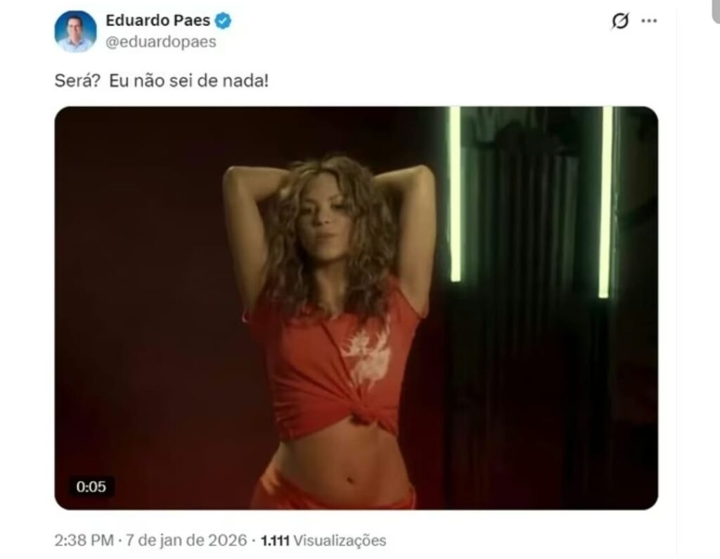 Cresce especulação de show da cantora Shakira no Rio após postagem de Eduardo Paes Cresce especulação de show da cantora Shakira no Rio após postagem de Eduardo Paes
