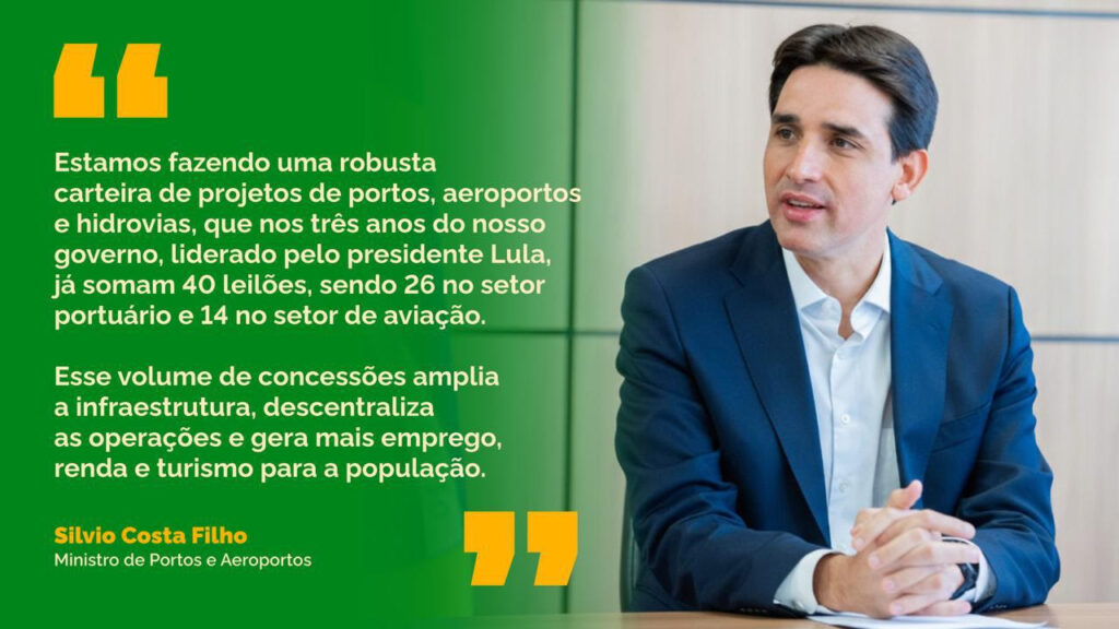 Ministério de Portos e Aeroportos realizou 21 leilões em 2025, com investimentos de R$ 11 bilhões 