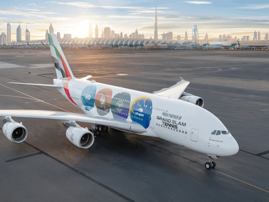 Grand Slam: Emirates renova A380 com pintura especial temática Grand Slam: Emirates renova A380 com pintura especial temática