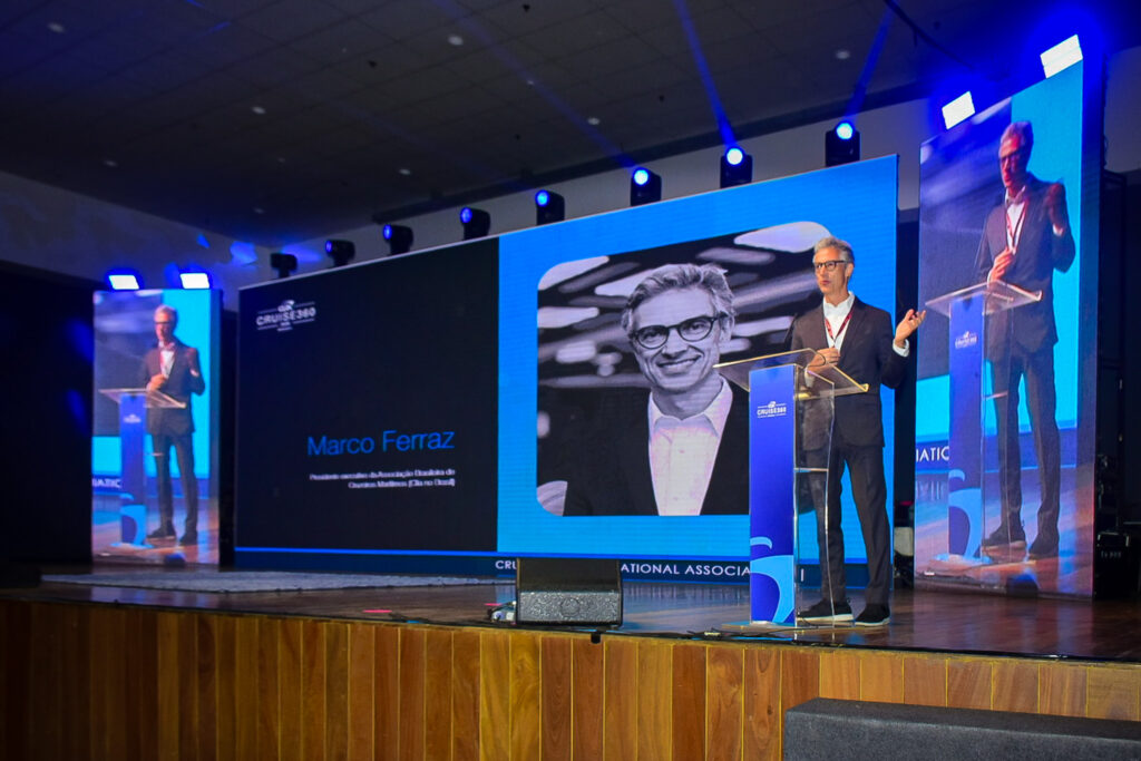 Marco Ferraz, presidente da Clia Brasil apresentou dados entidade no Cruise 360 Brasil (Ana Azevedo/M&E)