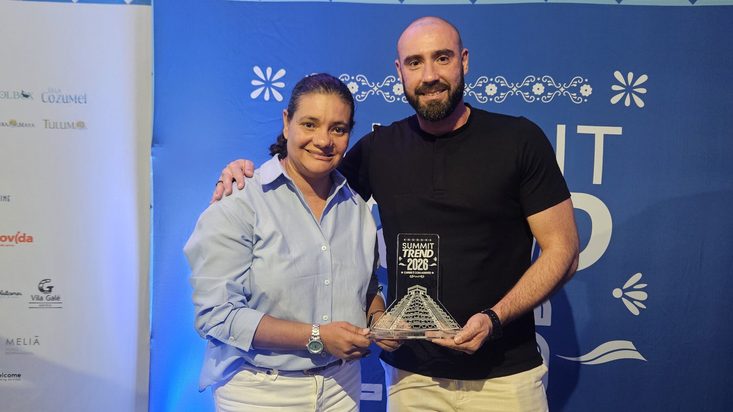 Vilma Paes, da Trend Viagens, e Bruno Rueda, da Movida