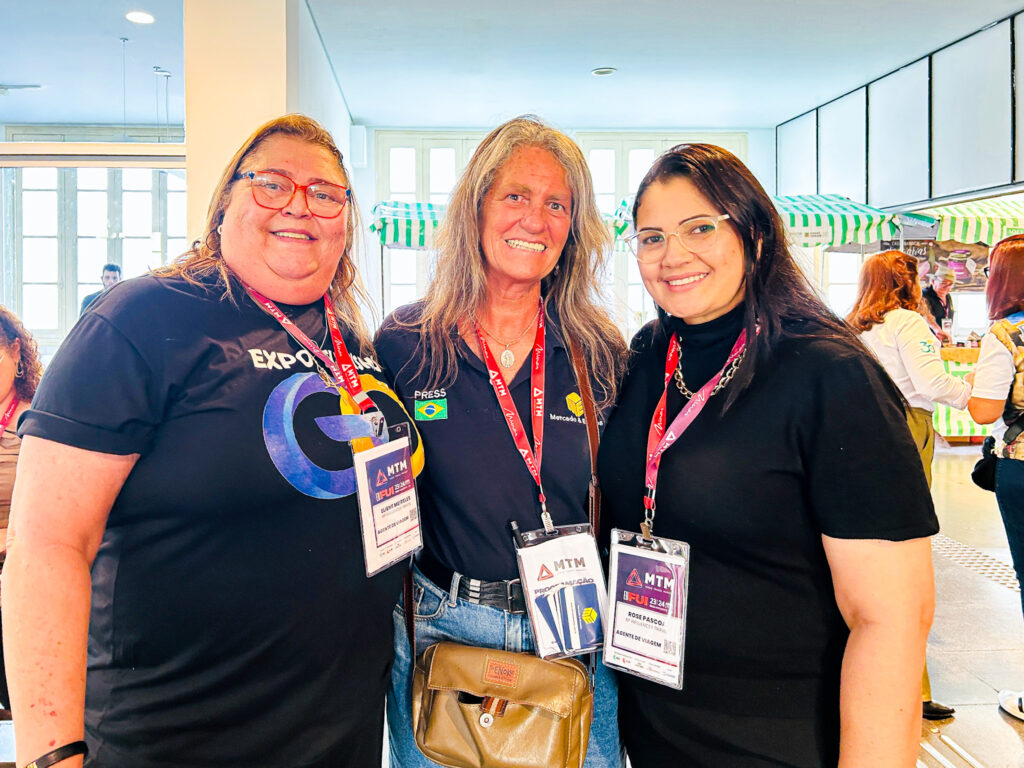Primeiro dia da MTM 2026 chega ao fim; veja últimas fotos Mari Masgrau, do M&E, com Eliene Meireles e Rose Páscoa, CEOs da Expo Turismo Goiás - mtm