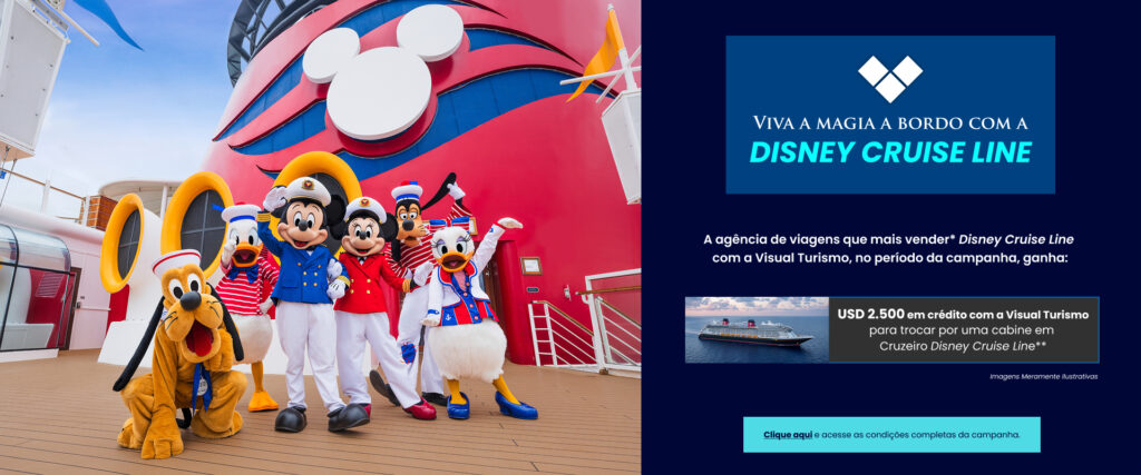 Visual Turismo lança campanha com prêmio de US$ 2,5 mil para vendas Disney Cruise Line Campanha da Visual Turismo vai premiar maior vendedora da Disney Cruise Line