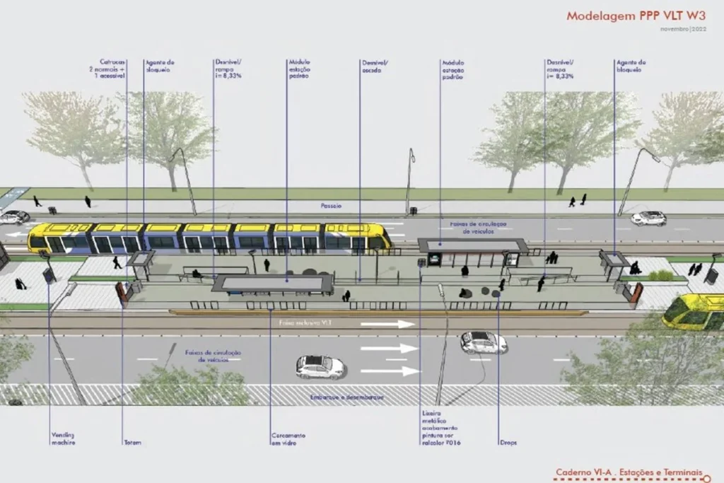 Brasília projeta linha de VLT até o aeroporto com 28 estações e investimento de R$ 3,9 bilhões Brasília