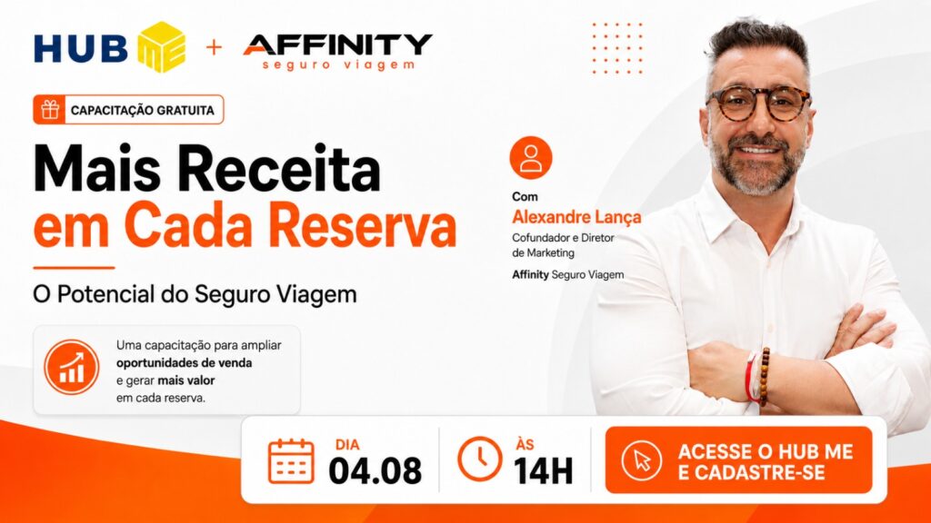 Como vender mais seguro viagem? Affinity apresenta argumentos em live gratuita para agentes no HUB ME Como vender mais seguro viagem? Affinity apresenta argumentos em live gratuita para agentes no HUB ME (Magnific/Banco de imagens)