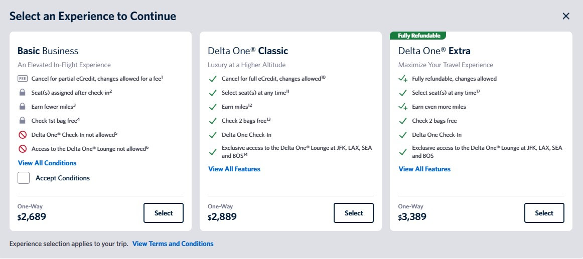 Delta amplia tarifas Basic para cabines premium e inclui Delta One Delta amplia tarifas Basic para cabines premium e inclui Delta One