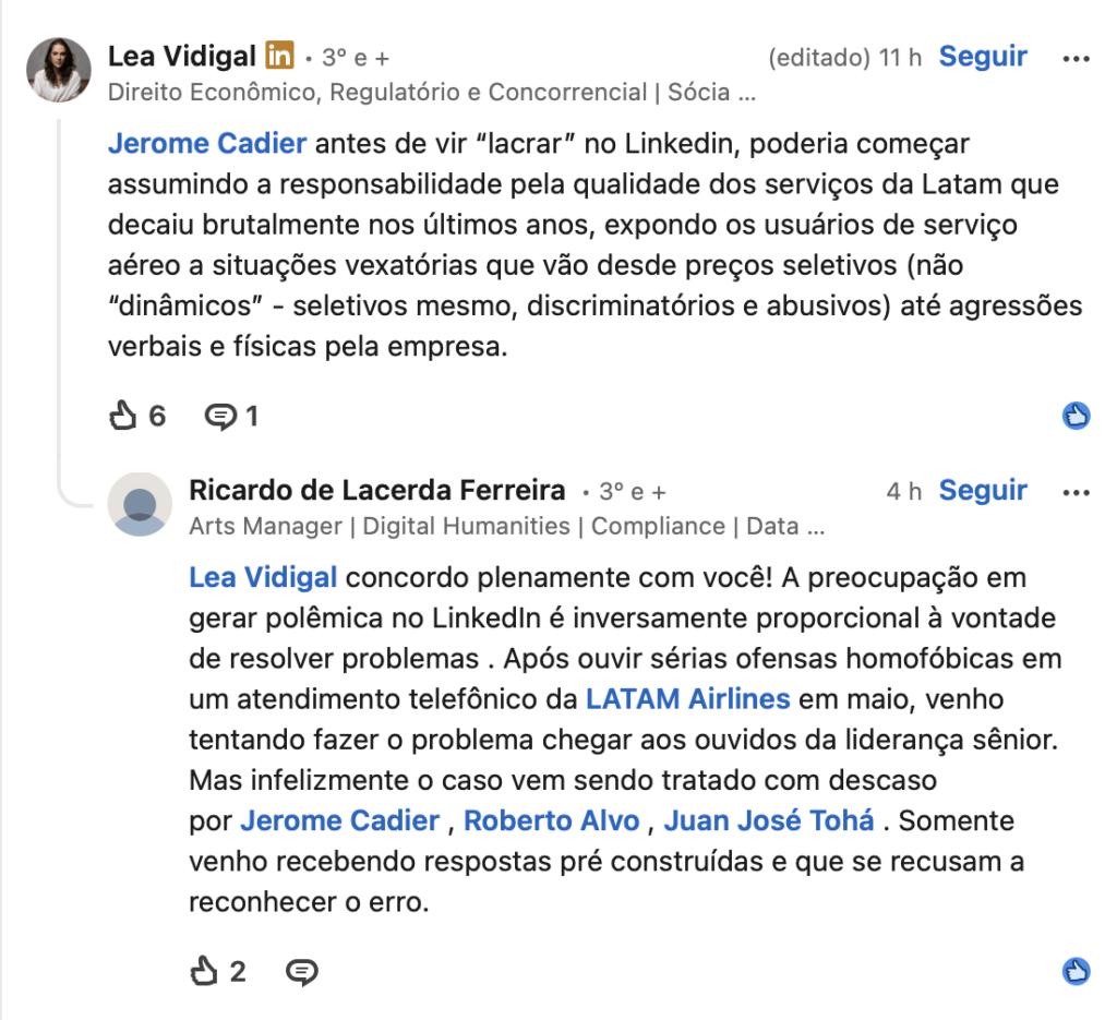 CEO da Latam faz desabafo sobre atendimento e gera debate no LinkedIn; confira latam