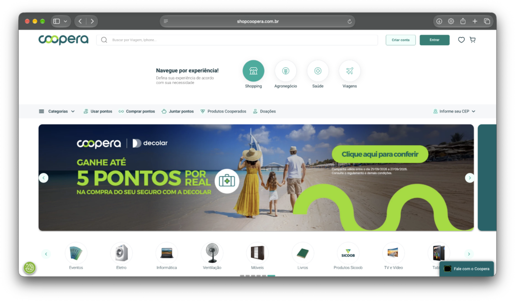 Decolar e Sicoob ampliam parceria com acúmulo de até 5 pontos por R$ 1 gasto decolar