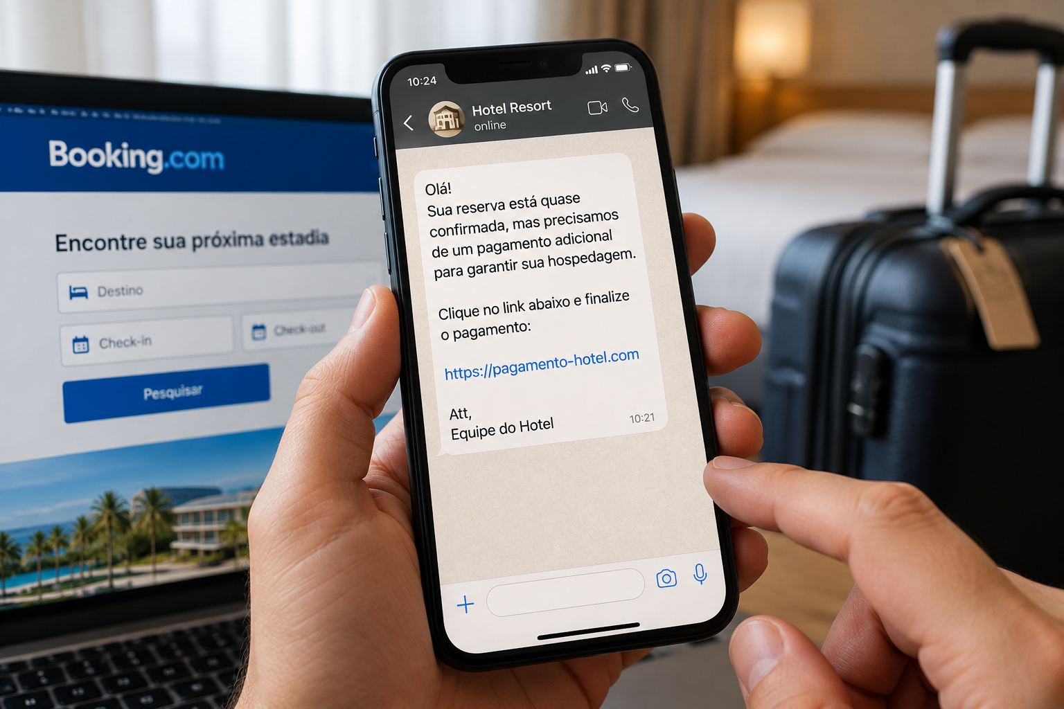 Booking.com esclarece golpe que usa dados de reservas para enganar viajantes; veja como se proteger Booking.com esclarece golpe que usa dados de reservas para enganar viajantes; veja como se proteger