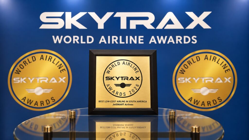 Skytrax reconhece JetSmart como melhor aérea de baixo custo da América do Sul em 2026 (Divulgação/JetSMART)